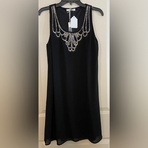 NWT Ya LosAngeles Sz-M Boutique Dress Beautiful Silver Beading Around Neckline - Picture 7 of 16